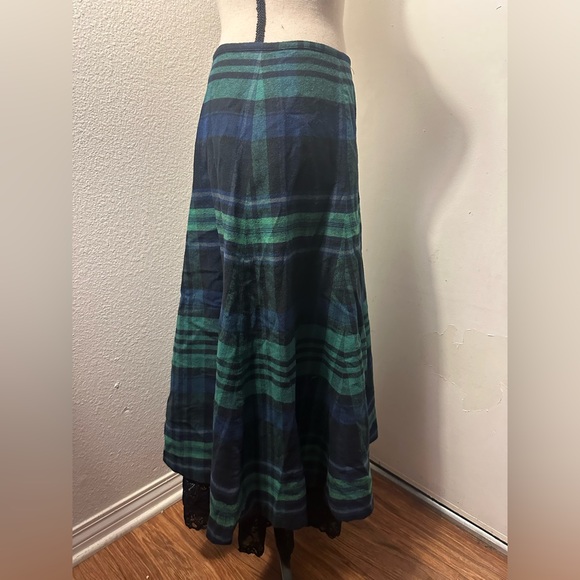 J. Peterman Blue and Green Maxi A-Line Skirt - Picture 2 of 11